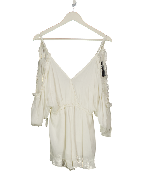 Lovers and Friends White Lined Cheescloth Playsuit UK XS