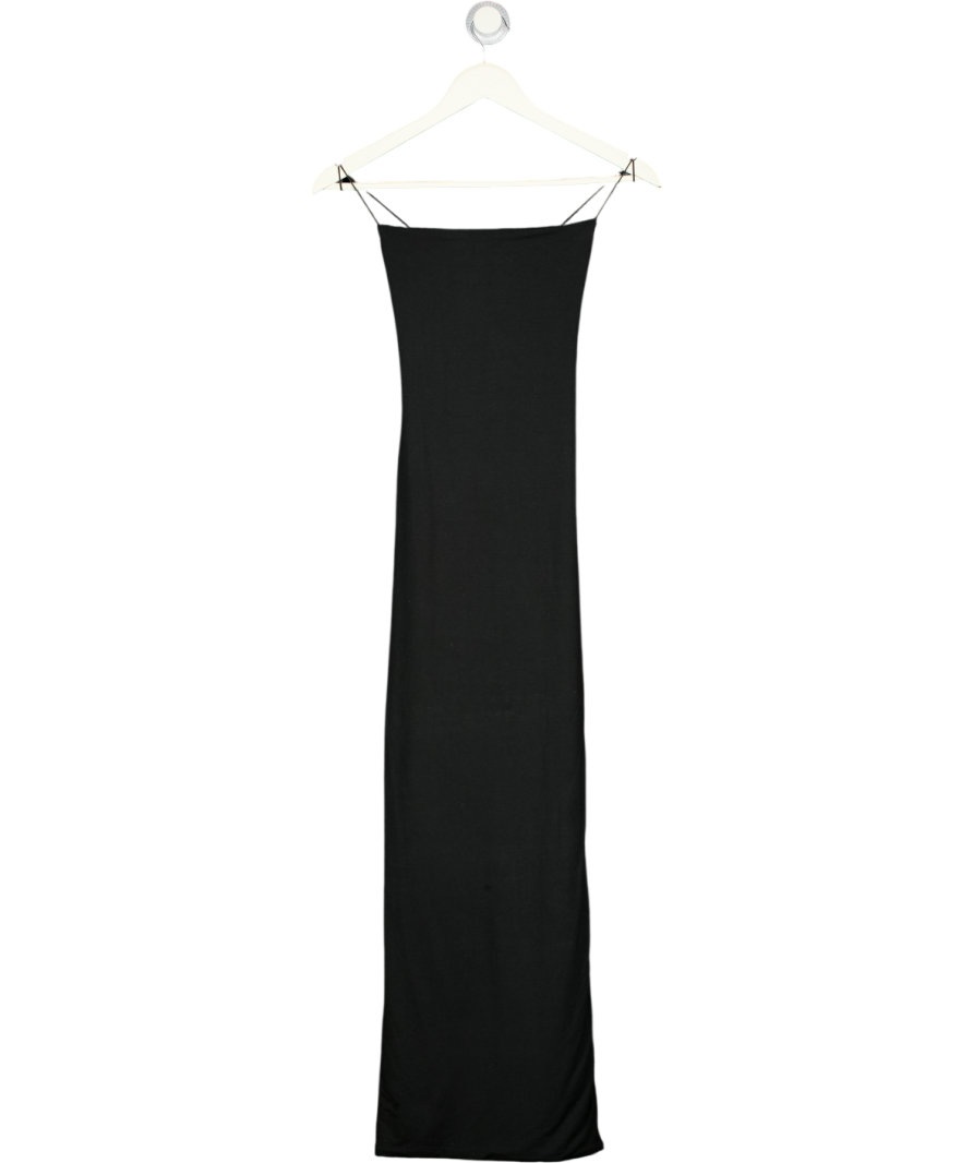 OH POLLY Black Double Layer Stretch Jersey Strappy Midaxi Dress UK 8