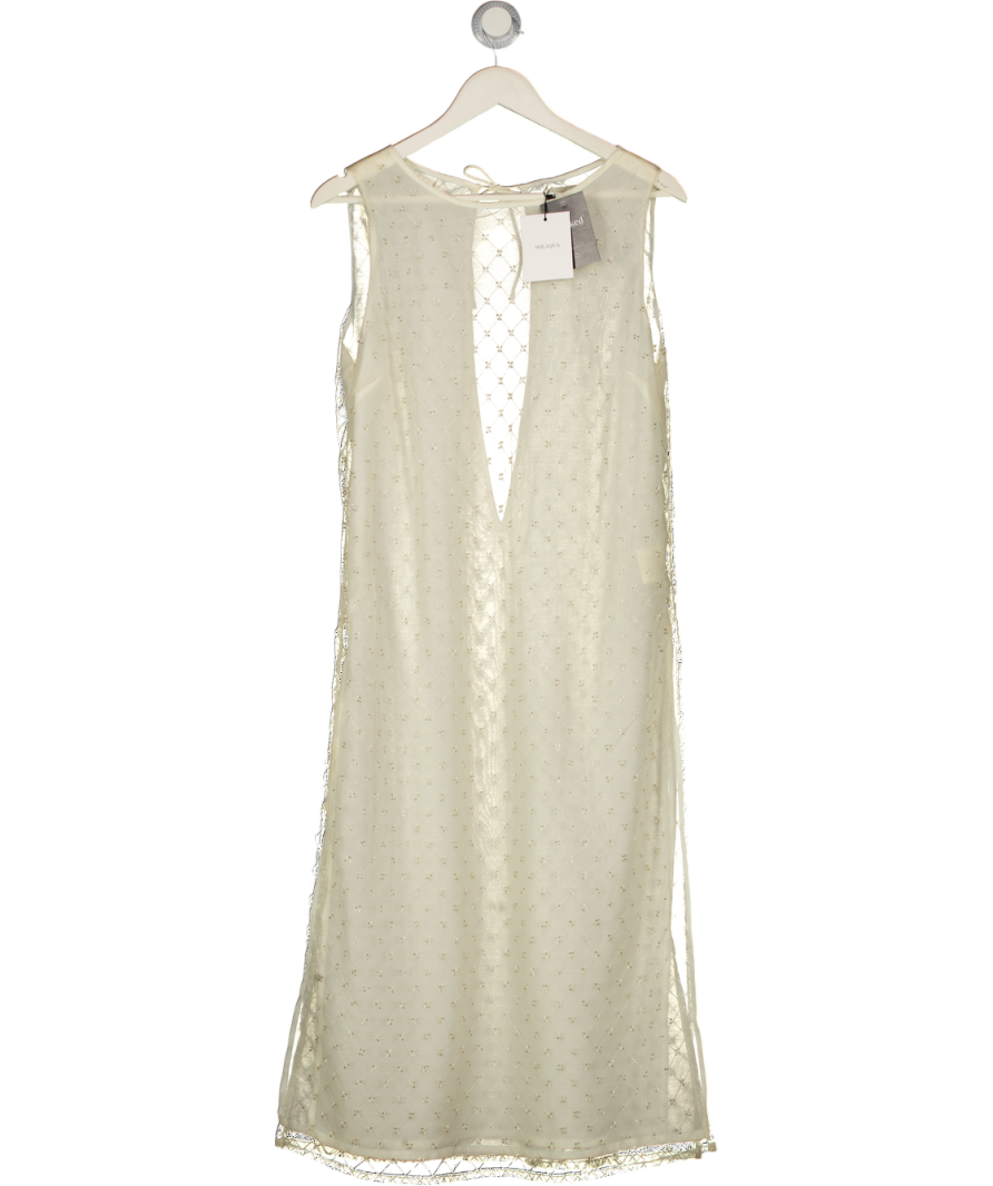SOLAQUA Sheer Beaded Aurora Tunic - Ivory Cream UK 6