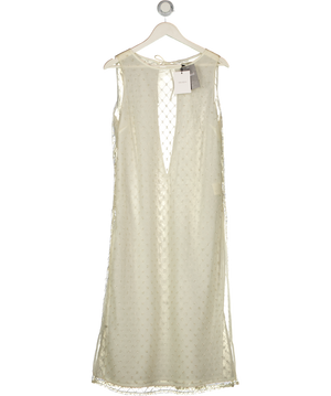 SOLAQUA Sheer Beaded Aurora Tunic - Ivory Cream UK 6