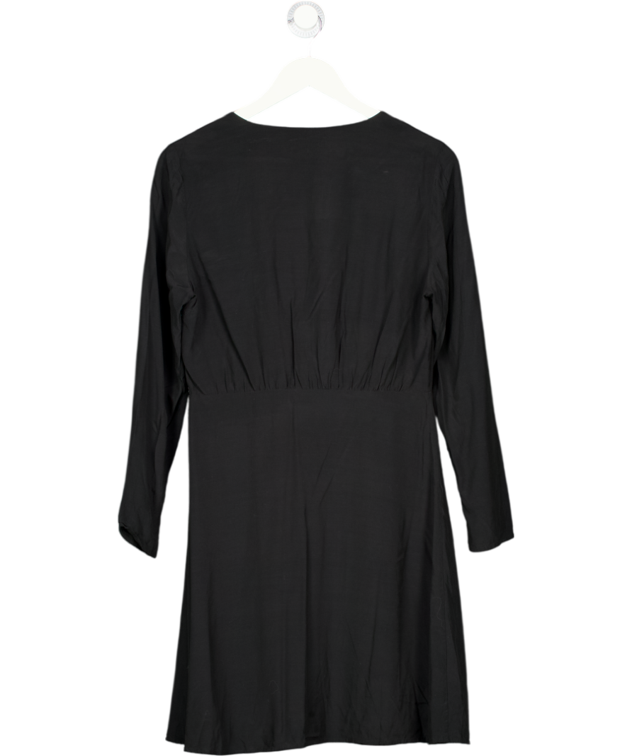 & Other Stories Black Asymmetric Button Up Wrap Dress UK 10