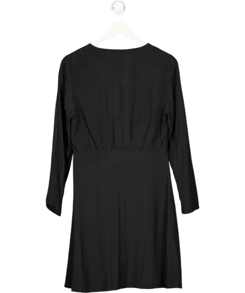 & Other Stories Black Asymmetric Button Up Wrap Dress UK 10