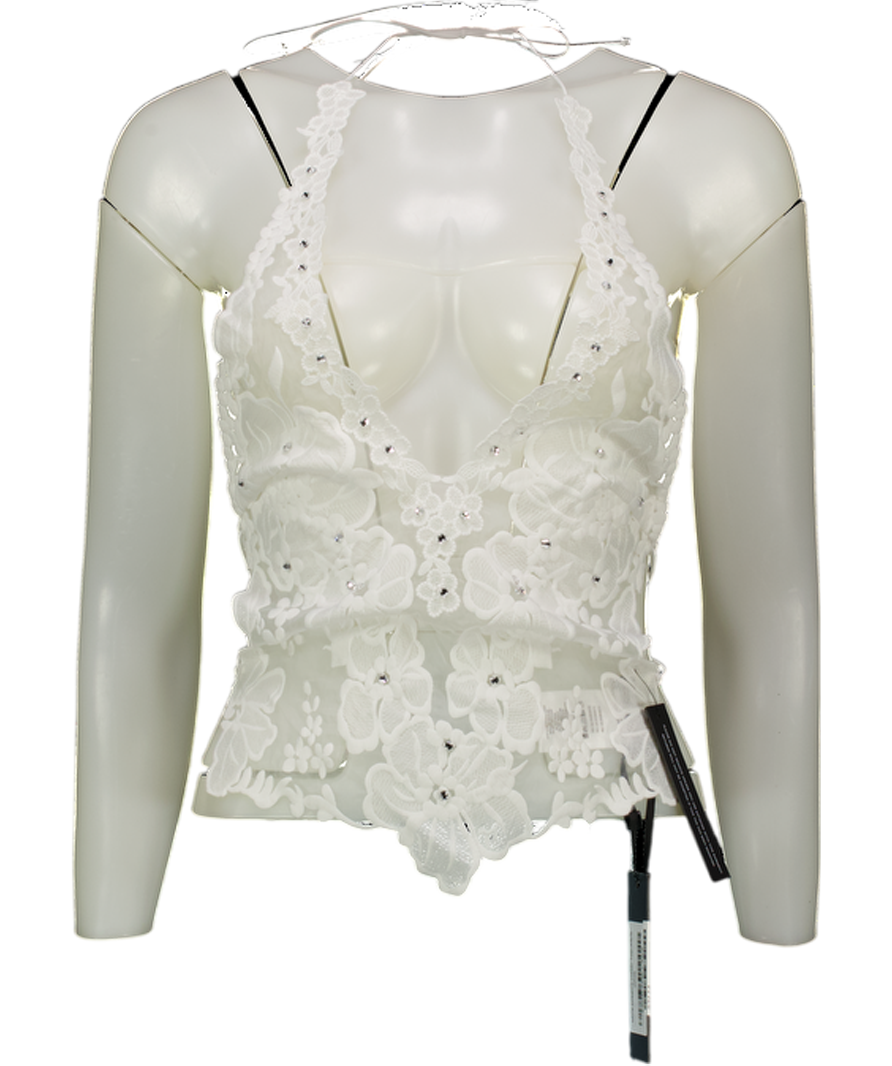 WHITE FOX White Floral More Dreams Halter Top UK XS/S