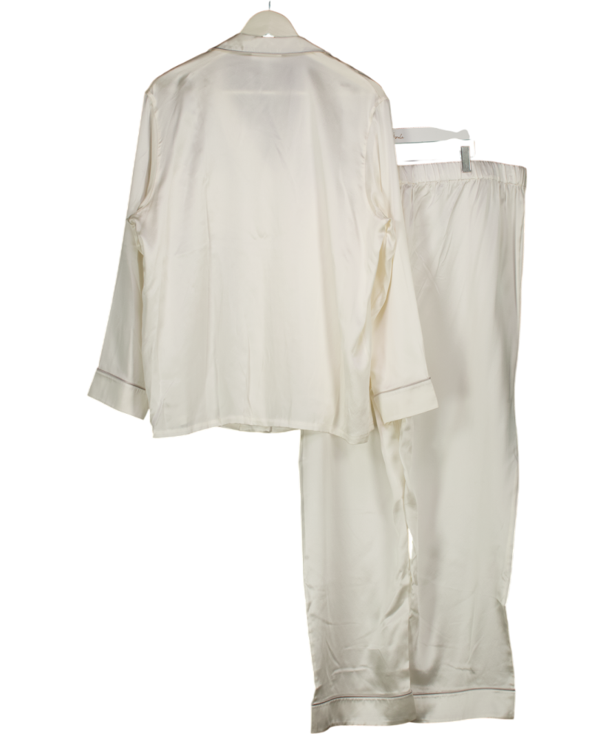 THE WHITE COMPANY Cream 100% Silk Classic Piped Pyjama Set UK XL
