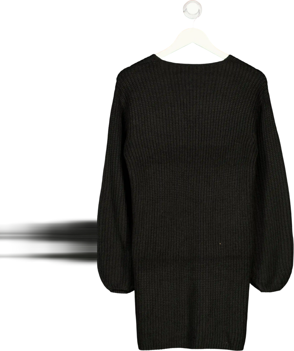 Threadbare Black V-neck Knit Jumper Dress UK 10