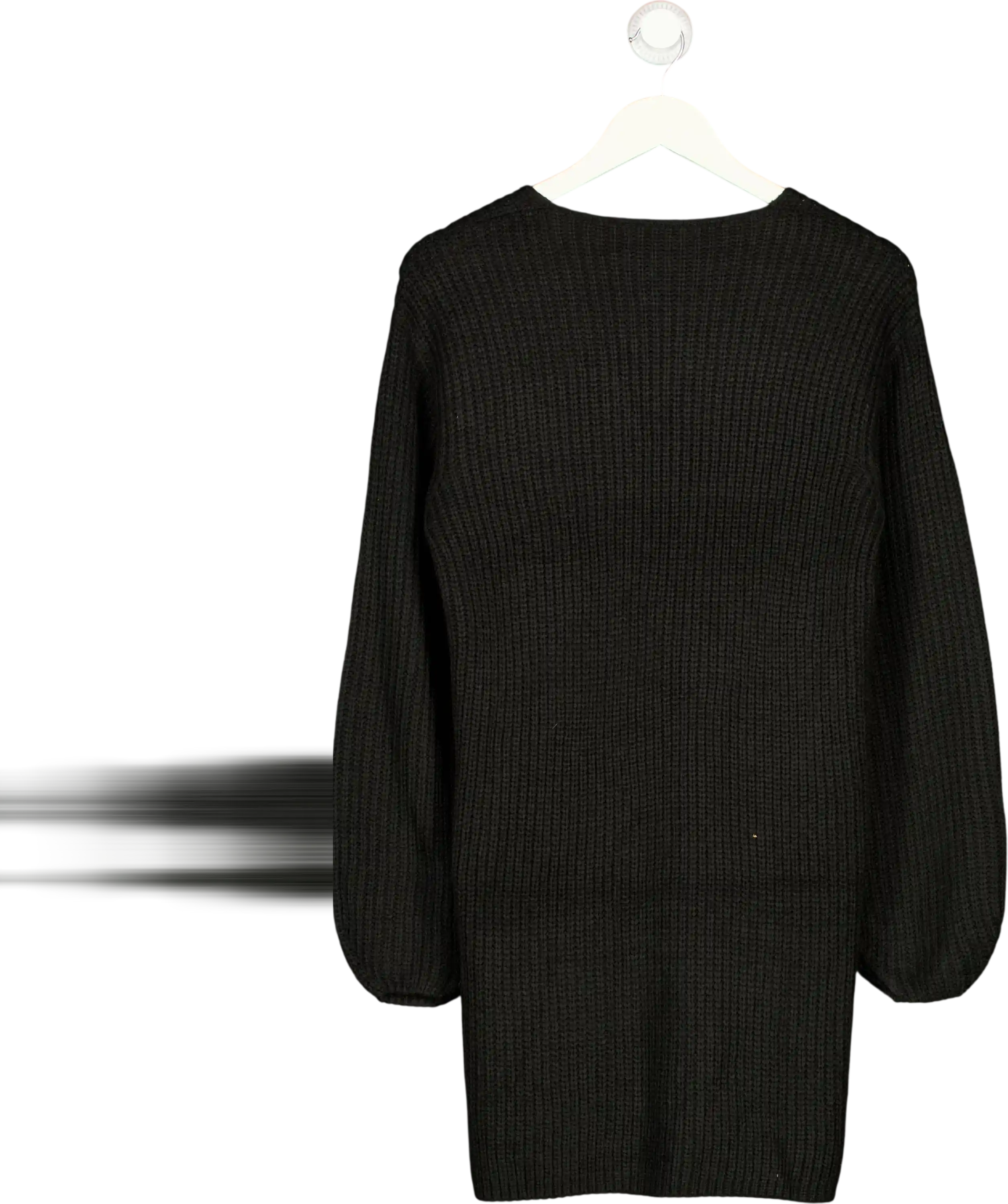 Threadbare Black V-neck Knit Jumper Dress UK 10