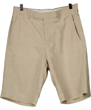M&S Cream Tailored Fit Italian Performance Linen Blend Suit Shorts W30