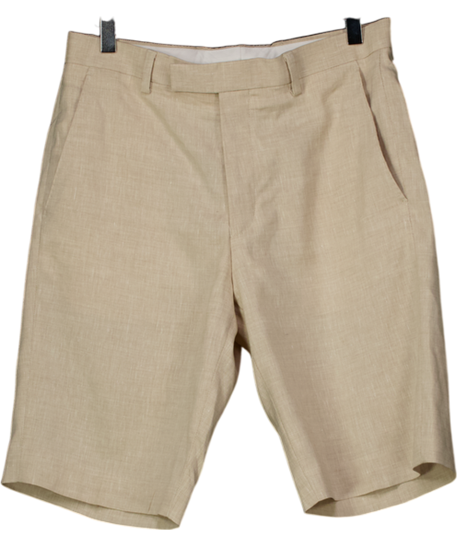 M&S Cream Tailored Fit Italian Performance Linen Blend Suit Shorts W30