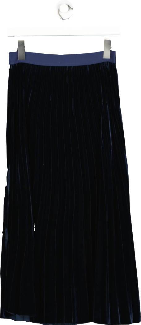 Sandro Blue Pleated Velvet Skirt UK S