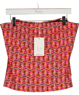 SURKANA Pink Printed Halter Top UK L