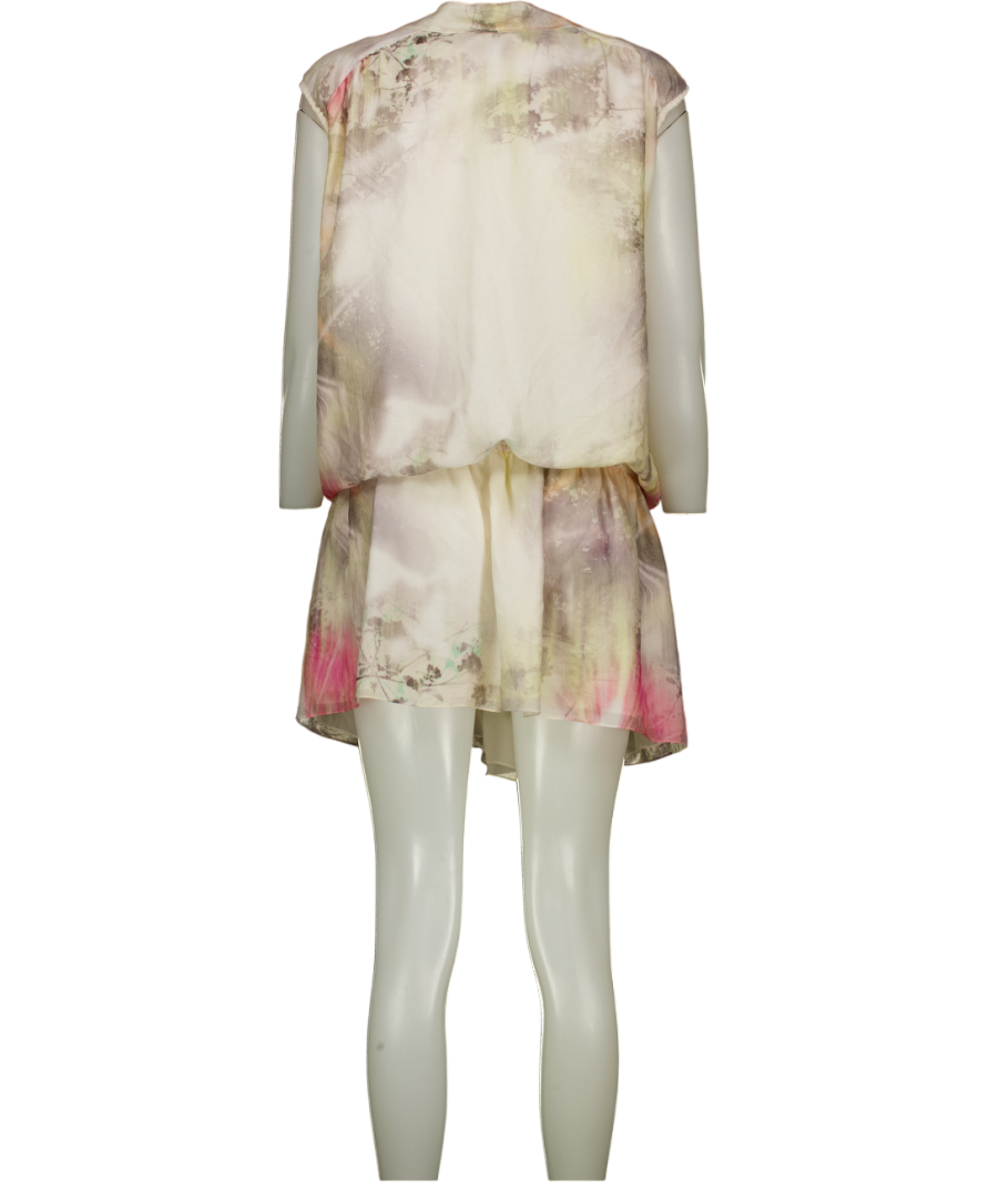 MULBERRY Multicoloured Pastel Watercolour Silk Print Mini Dress UK 10