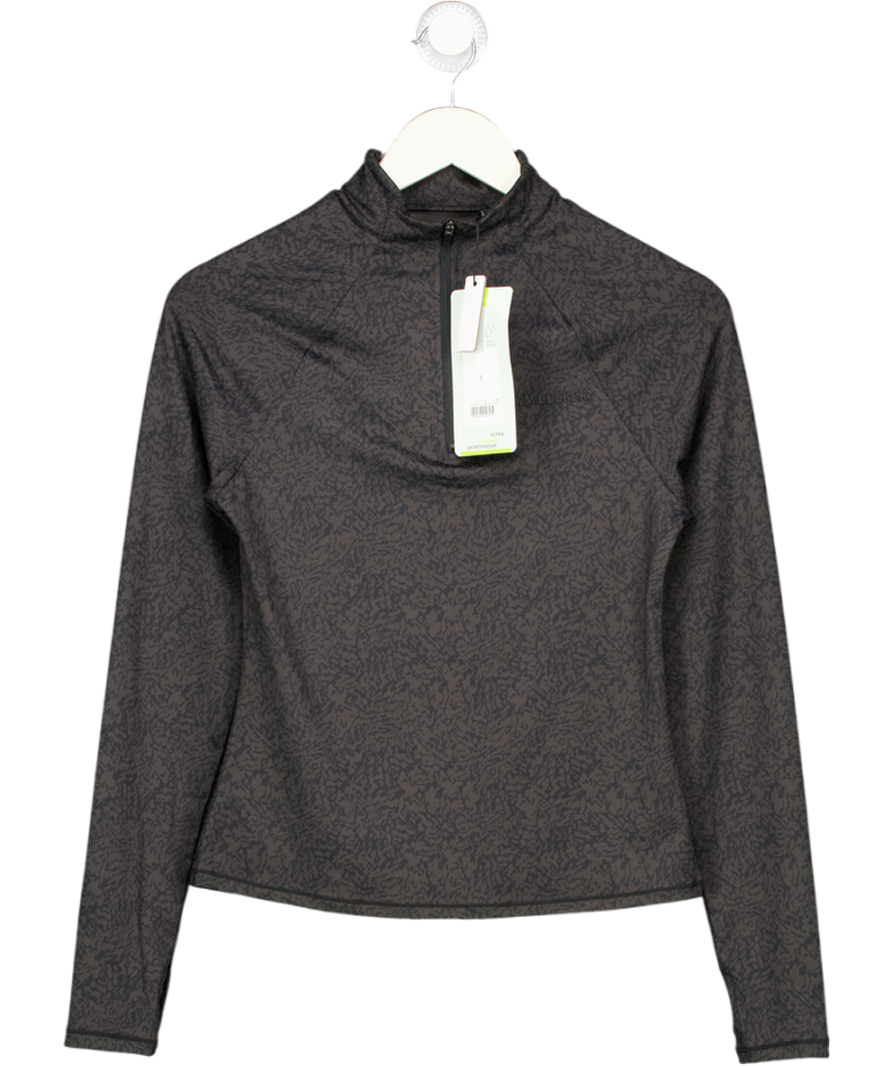 George Black Printed 4-way-stretch Zip Neck Gym Top UK S