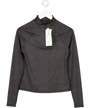 George Black Printed 4-way-stretch Zip Neck Gym Top UK S