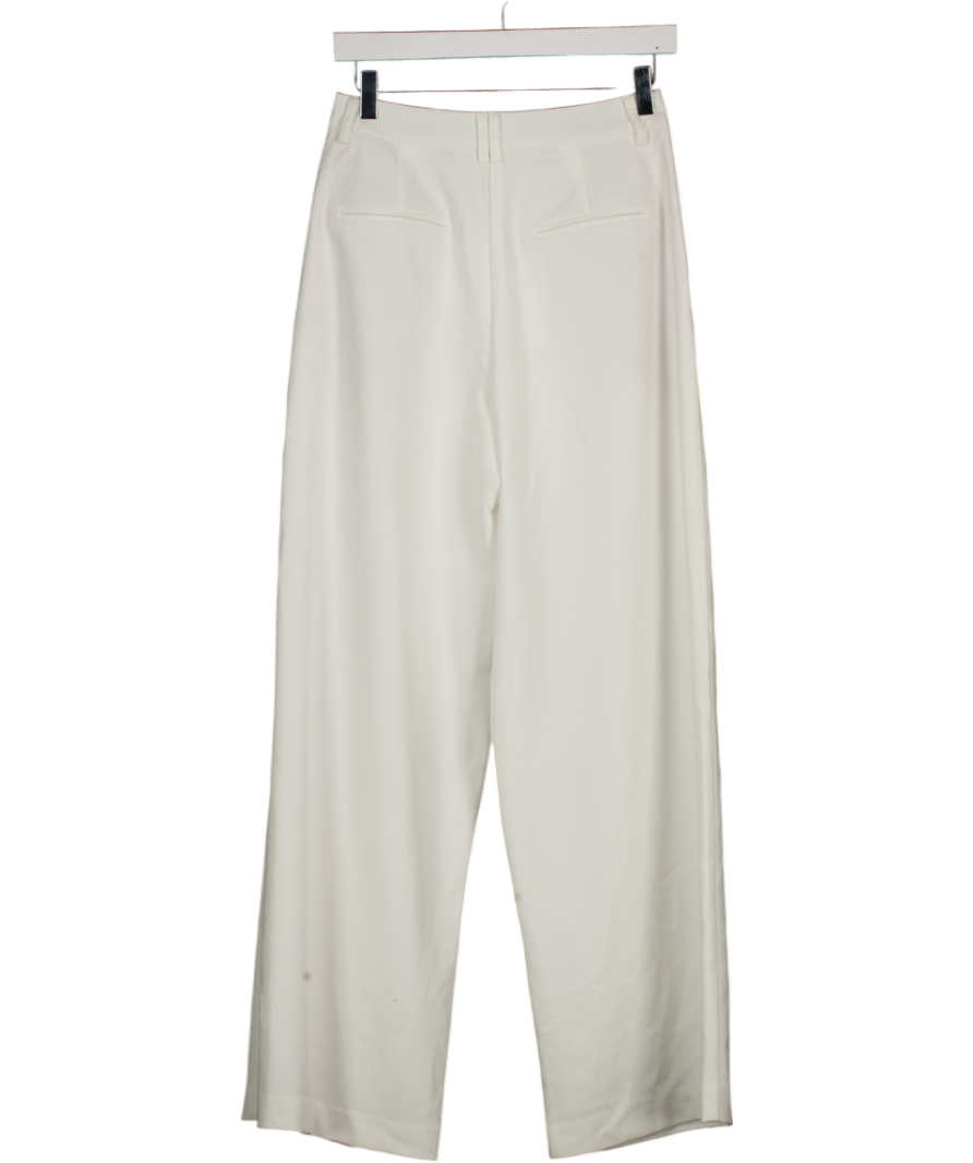 NA-KD White Pleated Wide Leg Trouser UK 8