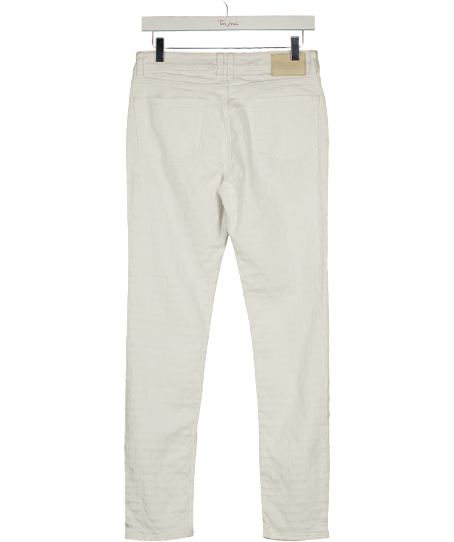 CLAUDIE PIERLOT White Swiss Dot Textured High Rise Jeans UK 12