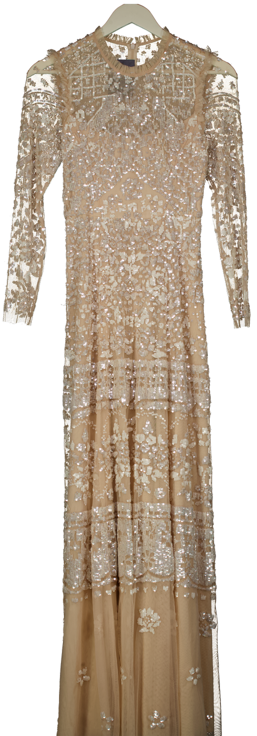 Needle & Thread Champagne Cream Aurora Gown Dress UK 4