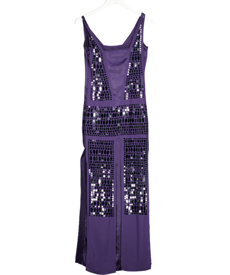AMANDA WAKELEY Elements Purple Sequin Embellished Eving Maxi Dress UK 8