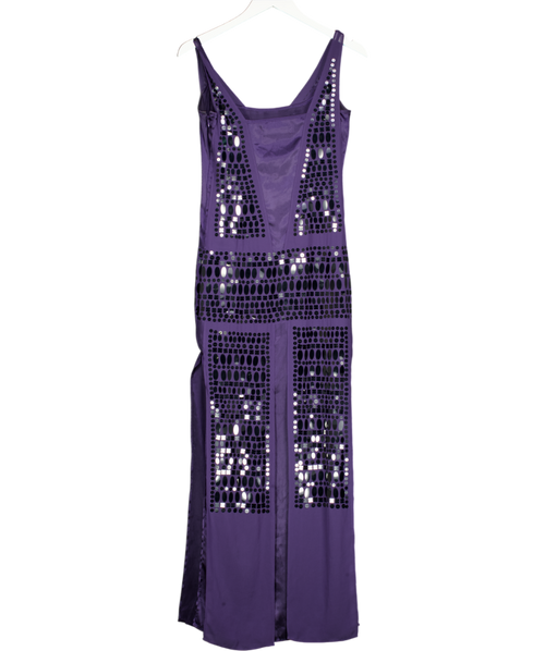 AMANDA WAKELEY Elements Purple Sequin Embellished Eving Maxi Dress UK 8