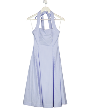 L'ACADEMIE By Marianna Blue & White Striped Cotton Poplin Skye Midi Dress UK XXS