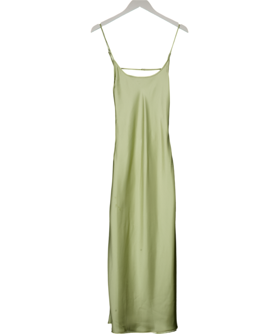 ZARA Green Satin Backless Maxi Dress UK S