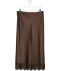 ZARA Brown Satin Lace Trim Midi Skirt UK S