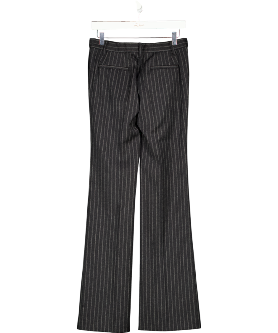 COURTNEY ZHENG Blue Stefan Chalkstripe Wool Trousers Sz6 UK XS