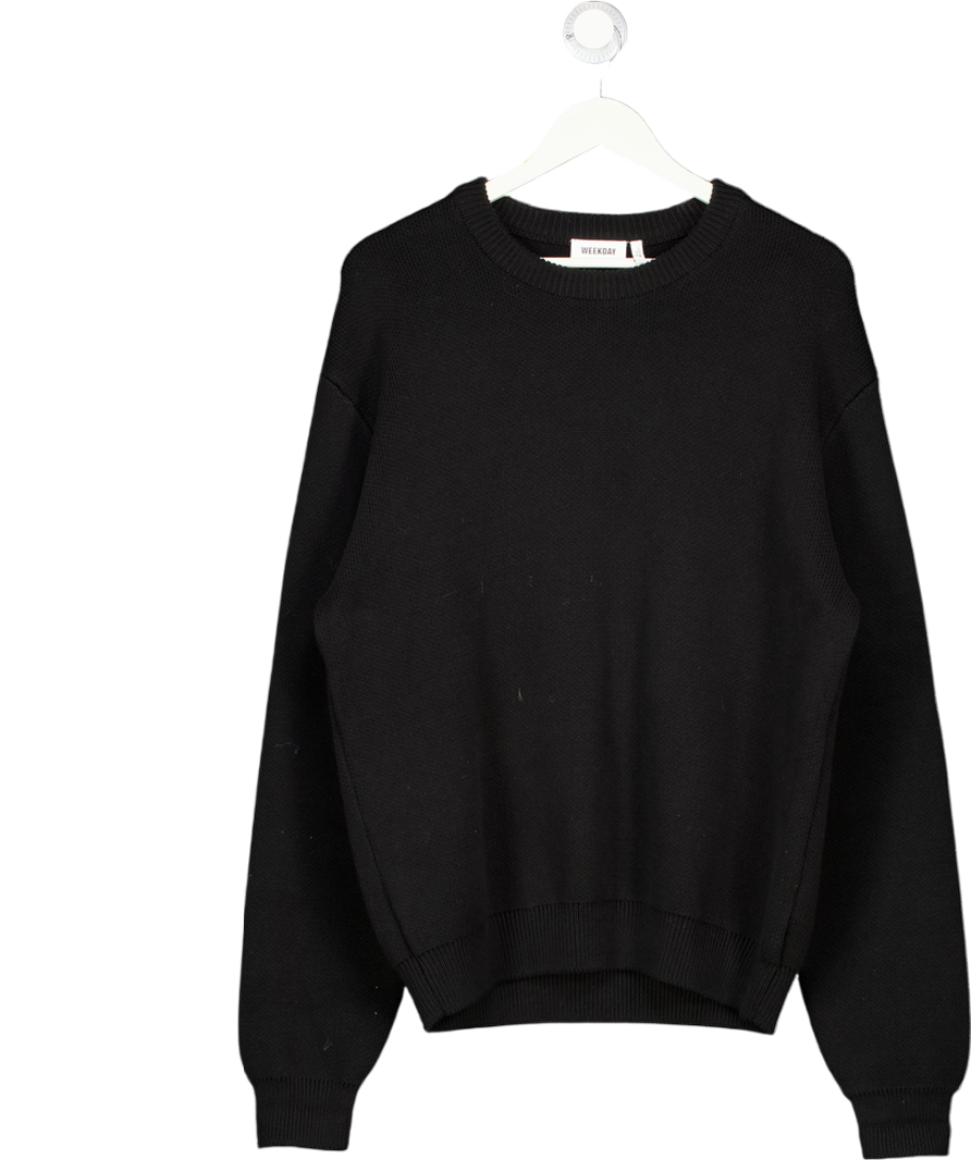 Weekday Black Regular Knitted Cotton Sweater UK M