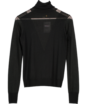 Maje Black Fine Knit Roll Neck Jumper Sz2 UK 10