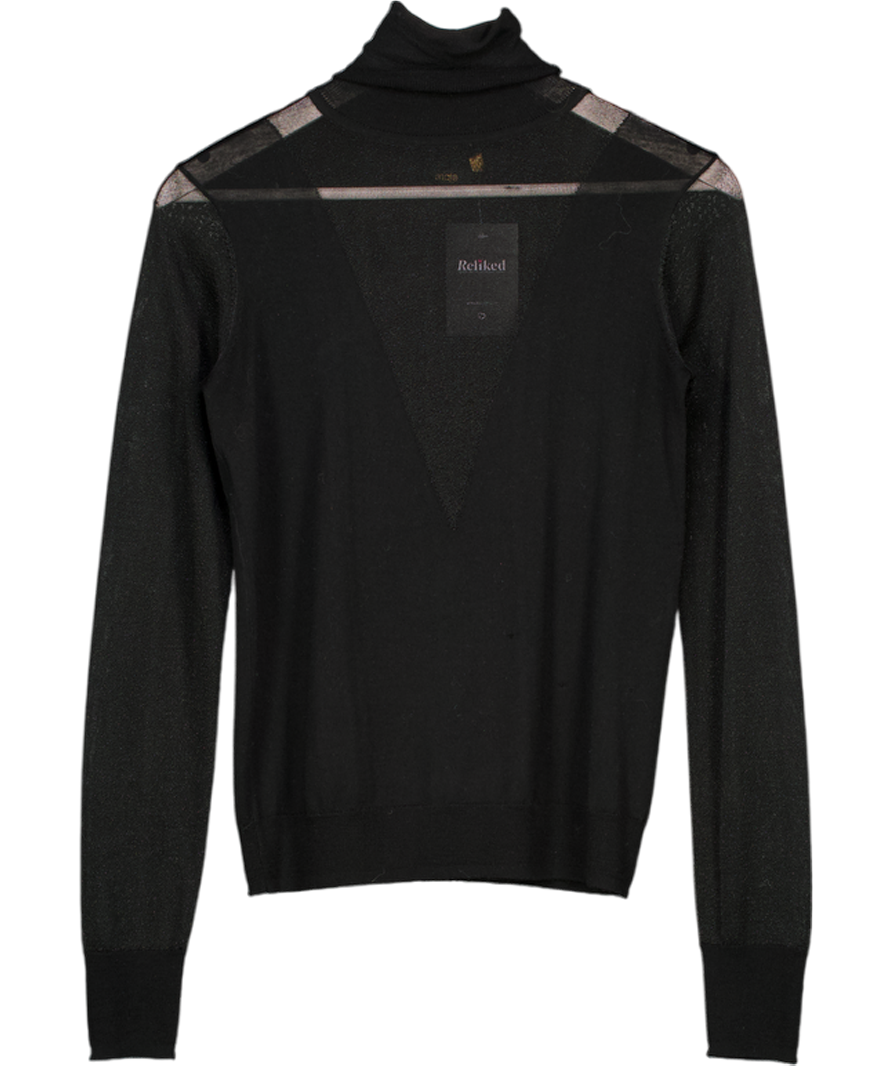 Maje Black Fine Knit Roll Neck Jumper Sz2 UK 10