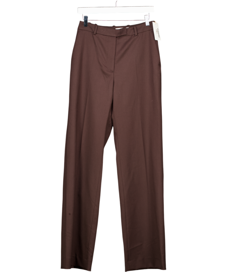 FRANKIE SHOP Brown Lenora Pleated Twill Straight-leg Pants UK M