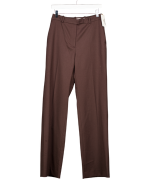 FRANKIE SHOP Brown Lenora Pleated Twill Straight-leg Trousers UK M