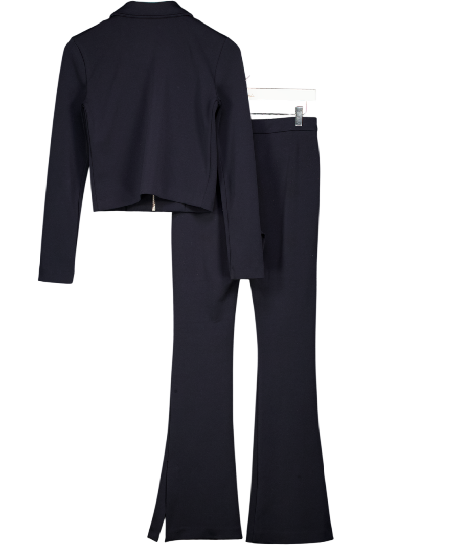 ZARA 2-piece Navy Blue Crepe Zip jacket And Trouser Set UK S
