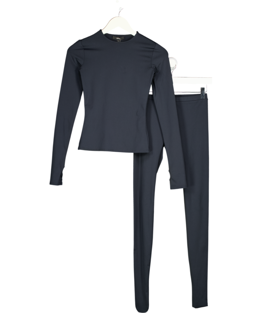 KHY BY KYLIE JENNER 2-piece Midnight Blue Footed Leggings And Long Sleeve Top UK XS