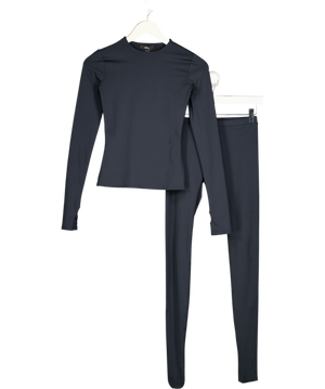 KHY BY KYLIE JENNER 2-piece Midnight Blue Footed Leggings And Long Sleeve Top UK XS
