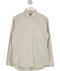 PURDEY Cream Brushed Cotton Check Shirt With Mother Of Pearl Buttons UK 8