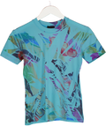 Just Cavalli Blue Printed Fitted T-shirt UK L