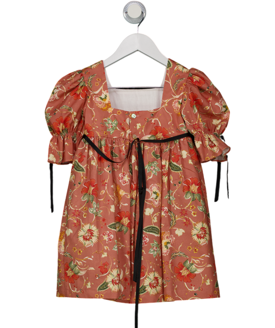 amaia Orange Square Neck Floral Puff Sleeve Dress 5 Years