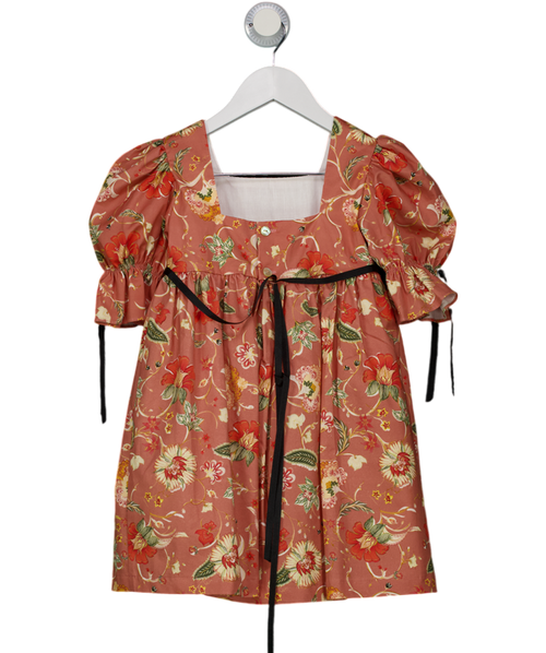 amaia Orange Square Neck Floral Puff Sleeve Dress 5 Years