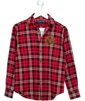 Ralph Lauren Red Embroidered Crest Patch Plaid Classic Fit Cotton Shirt Us6 UK 10