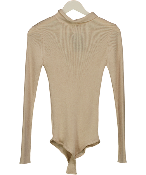 ASOS Cream Ribbed Long Bodysuit UK S