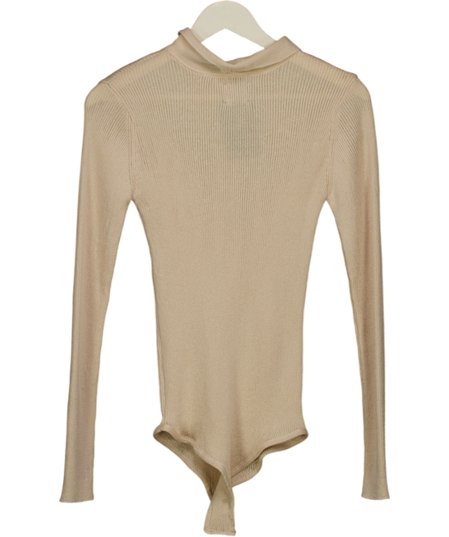 ASOS Cream Ribbed Long Bodysuit UK S