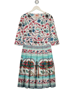 EMPORIO SIRENUSE White Pasley Print Cotton Midi Dress It40 UK 8