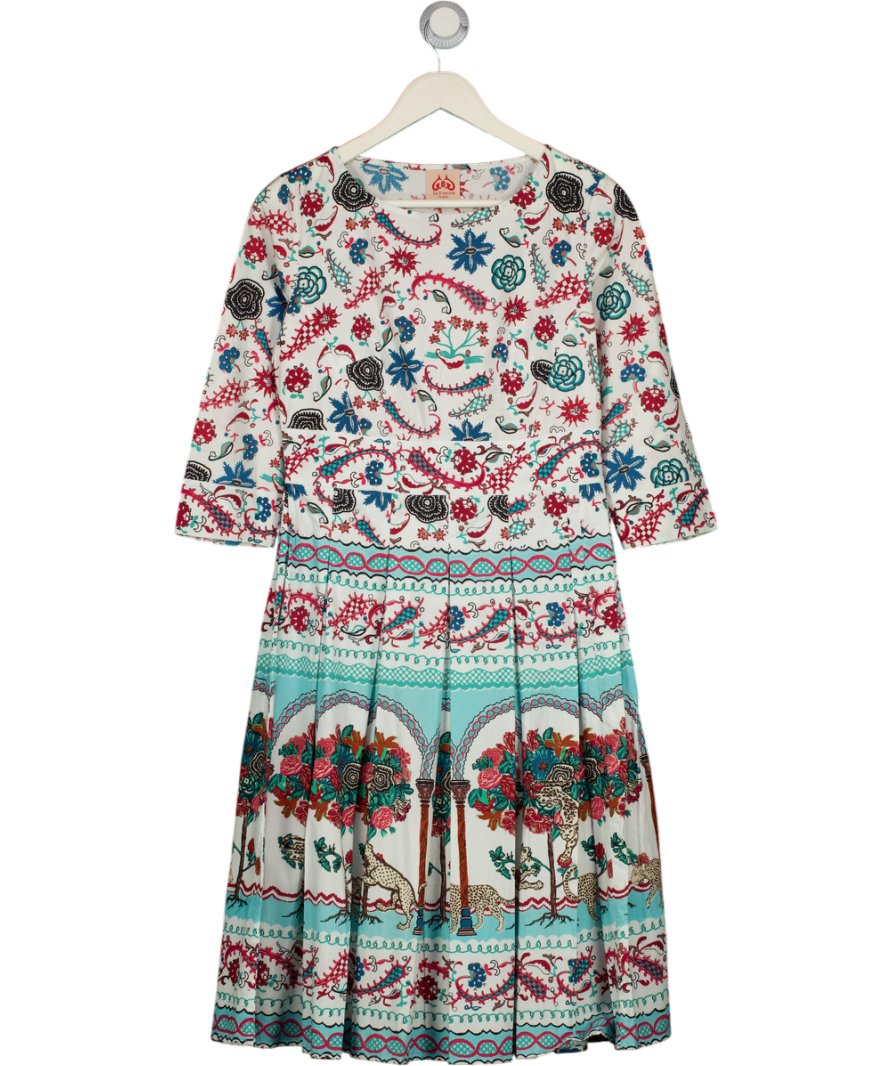 EMPORIO SIRENUSE White Pasley Print Cotton Midi Dress It40 UK 8