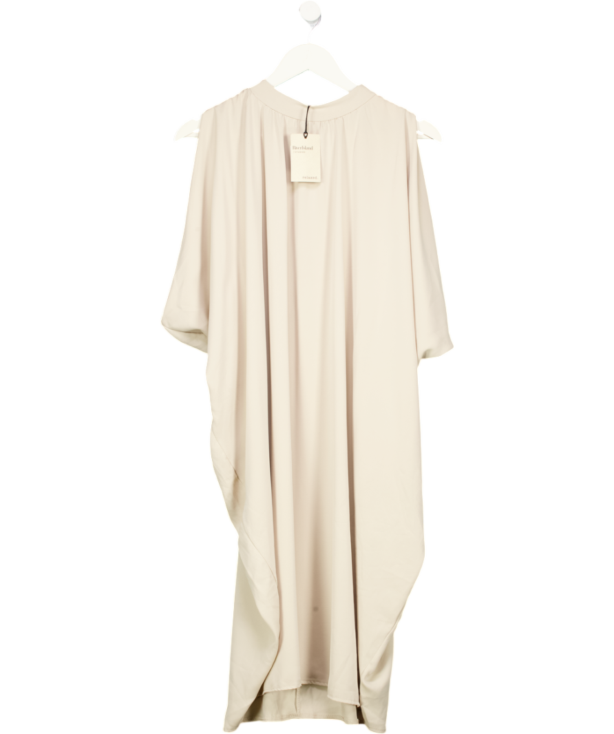 RIVER ISLAND Beige Satin Draped Mini Dress UK M