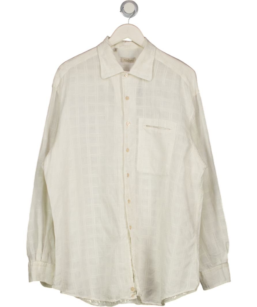 ERMENEGILDO ZEGNA Cream Textured Check Shirt UK XXL