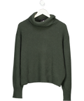 CIL CASHMERE IN LOVE Khaki Green 100% Cashmere Roll Neck Jumper One Size