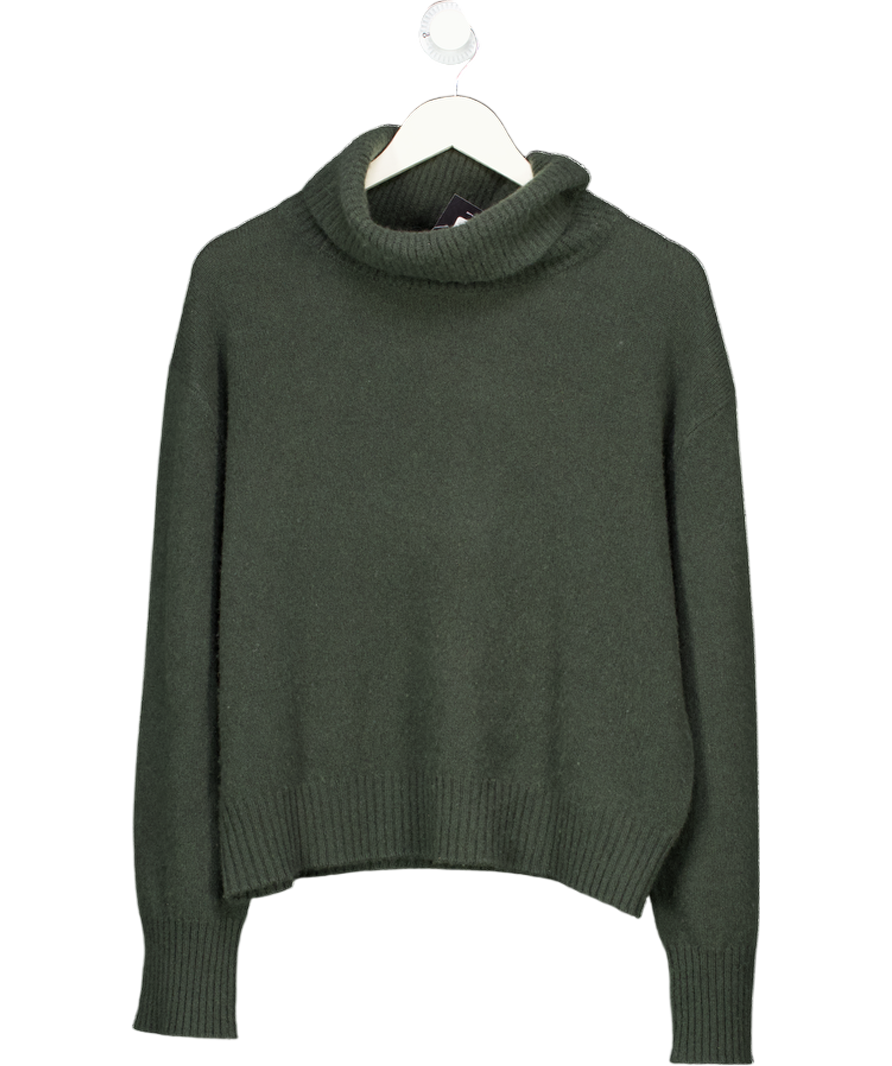 CIL CASHMERE IN LOVE Khaki Green 100% Cashmere Roll Neck Jumper One Size