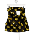 ARRANGE Black / Gold 3d Floral Longline Bandeau Top In Black UK 10