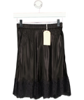 SINEAD KEARY Black Satin Lace Mini Skirt UK XS