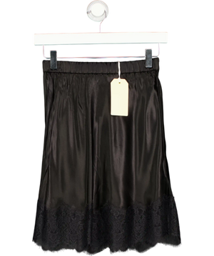 SINEAD KEARY Black Satin Lace Mini Skirt UK XS